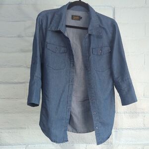 Cavalini Blue Casual Button Down Shirt with Three-Quarter Sleeves